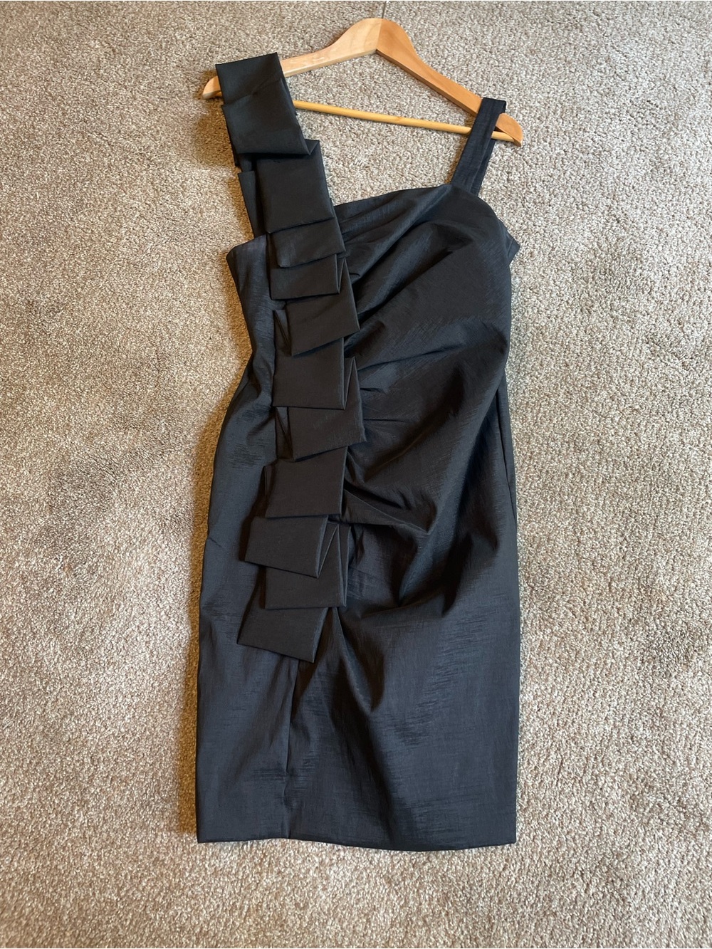 S.L. Fashions Black One-Shoulder Ruffle Sheath Dress Size 6 Party Cocktail